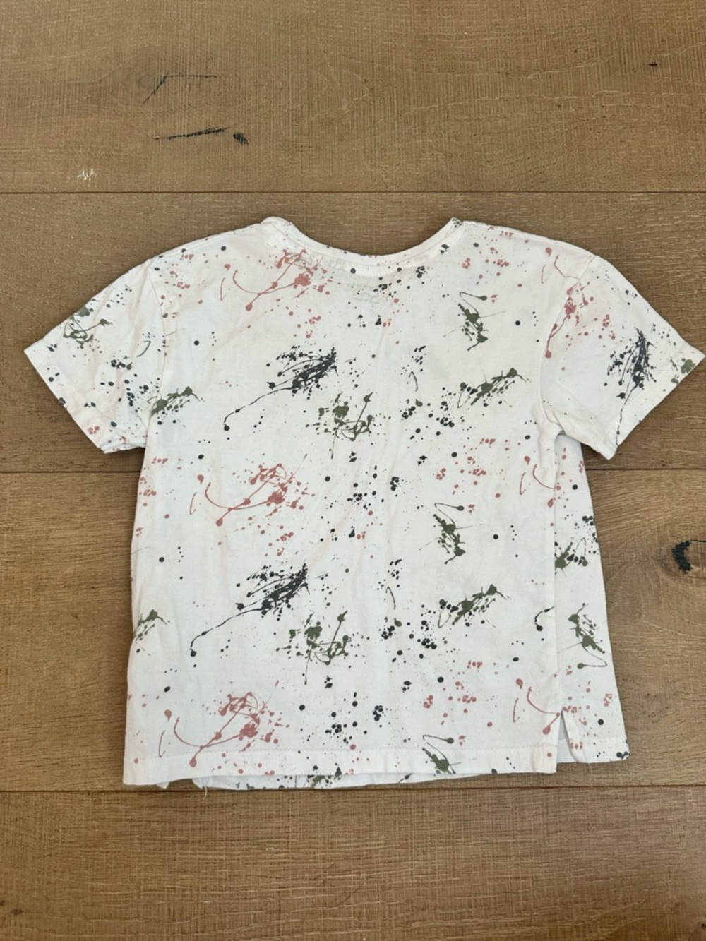 Primark White Short Sleeve Tee with Navy 'FUTURE' Patch and Paint Splatter - Picture 4 of 5